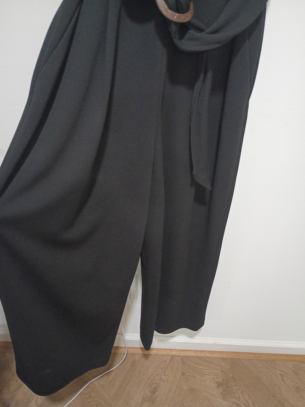 Andrew Marc Black High-Neck Sleeveless Maxi with Round Buckle Belt